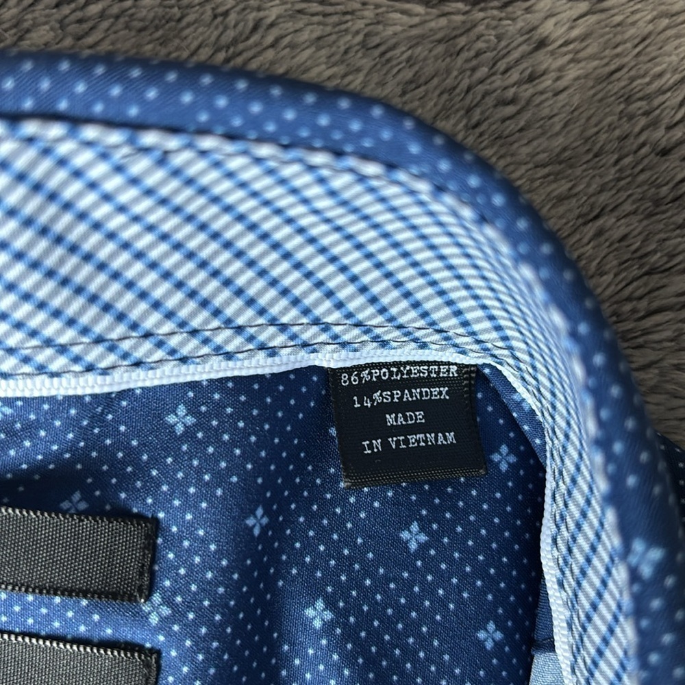 WRK Men’s 4 Way Stretch Slim Fit Dress Shirt in Blue Diamond Dot Size 15.5 NWT - Picture 7 of 9